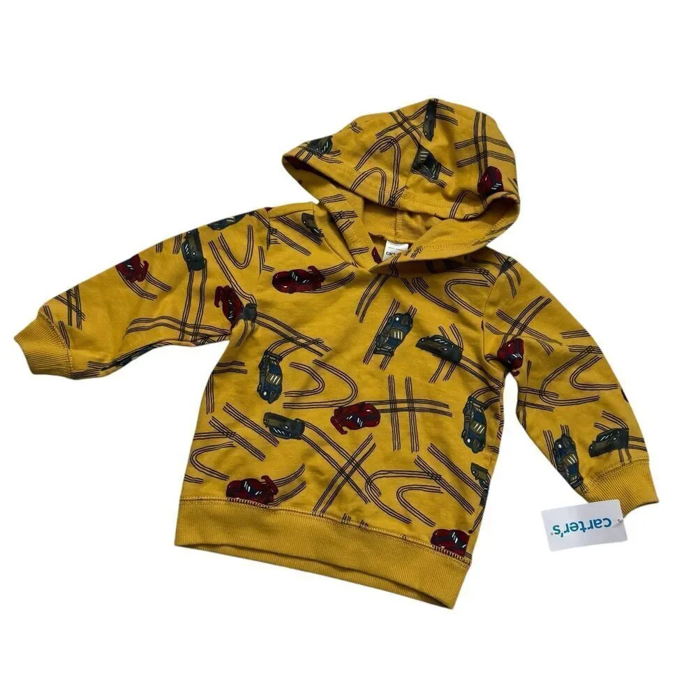 Carter’s Baby Boy Cars Long Sleeve Top Hooded 18M NWT